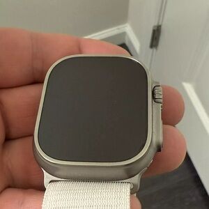 Apple Watch Ultra 49mm Titanium Case with White Ocean Band, One Size (GPS +...